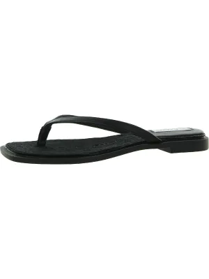 Abela Womens Faux Leather Toe Post Flip-Flops