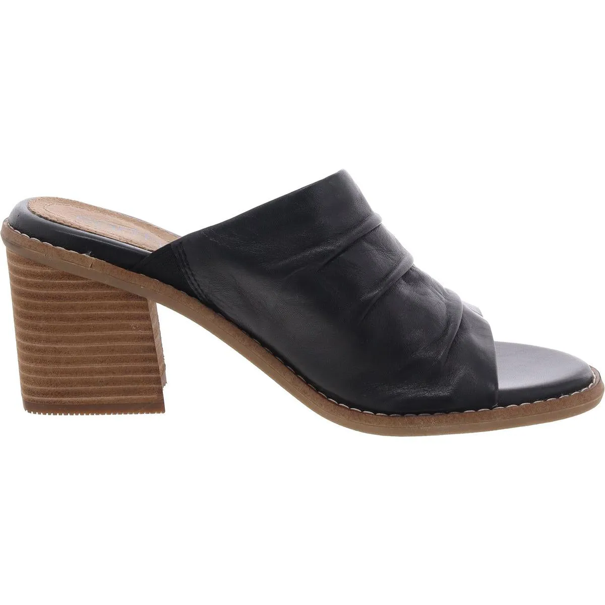 Adara Womens Leather Open Toe Slide Sandals
