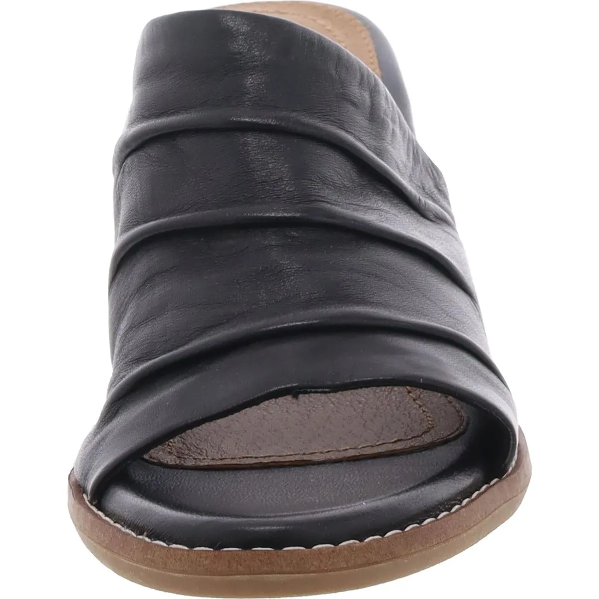 Adara Womens Leather Open Toe Slide Sandals