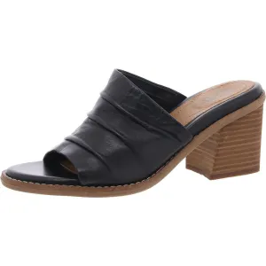 Adara Womens Leather Open Toe Slide Sandals