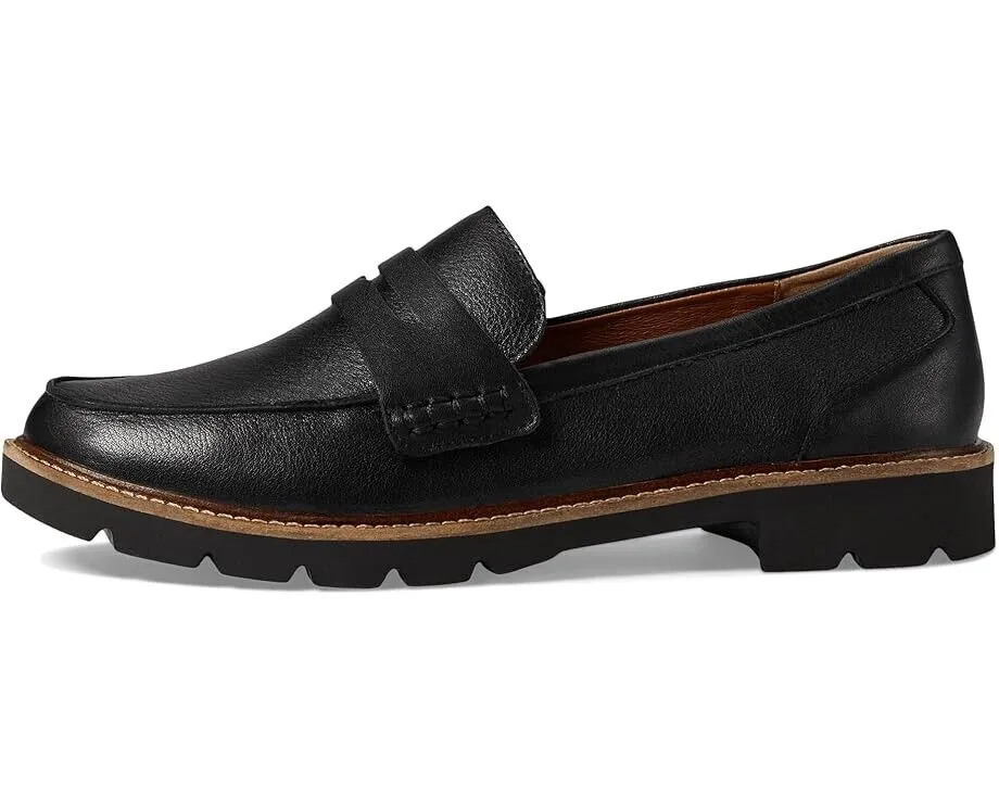 Aetrex Collette Flat Womens US 11.5-12 Black Leather Slip On Loafer Shoes FZP579