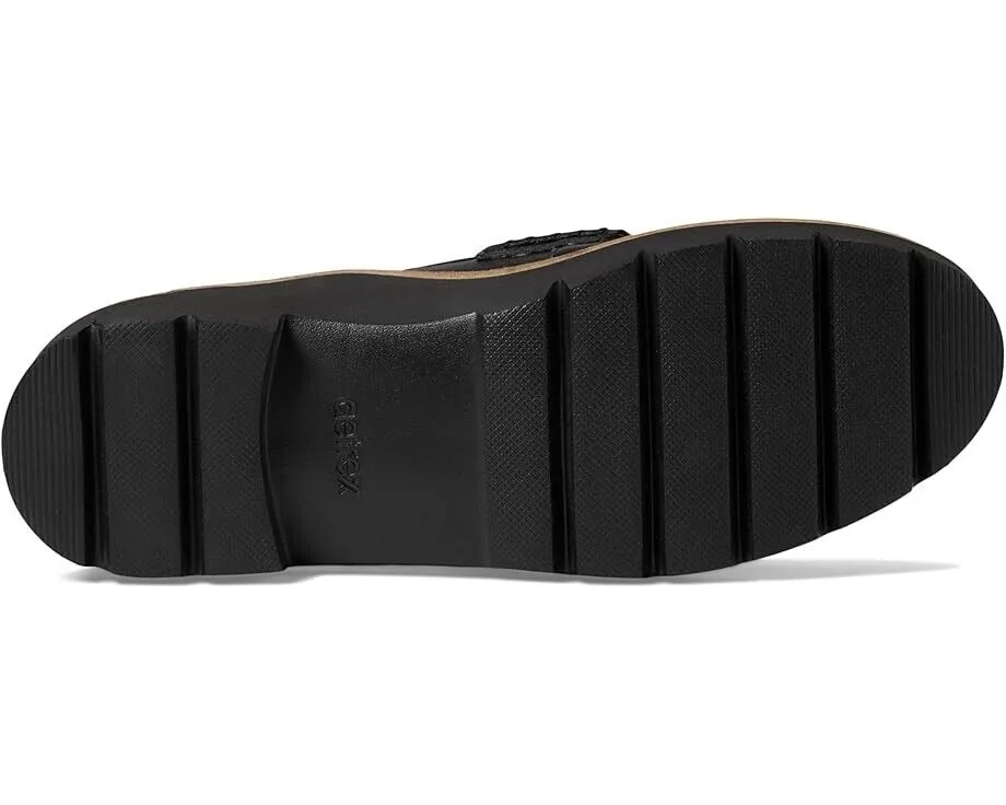 Aetrex Collette Flat Womens US 11.5-12 Black Leather Slip On Loafer Shoes FZP579