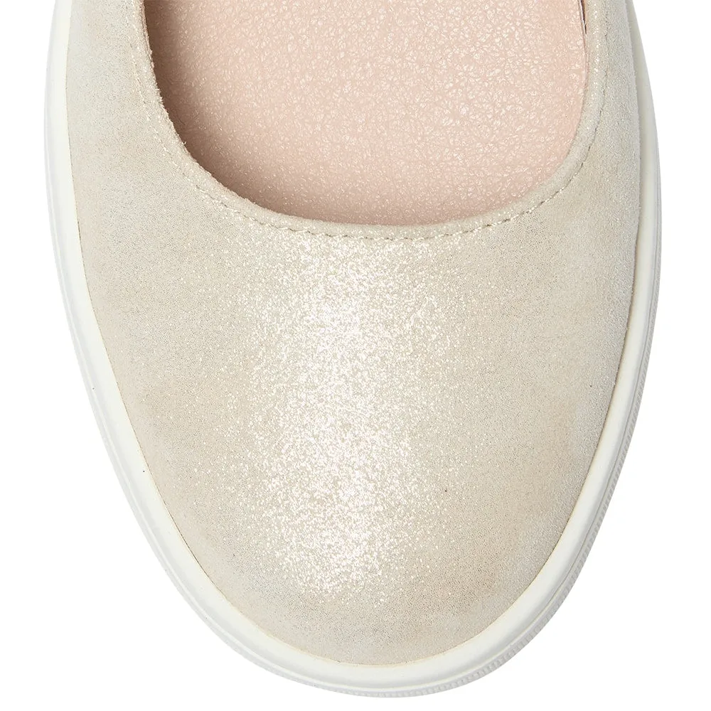 Albany Flat in Gold Metallic Suede Suede