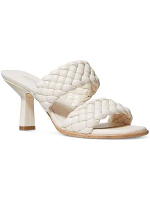 Amelia Womens Faux Leather Woven Heels