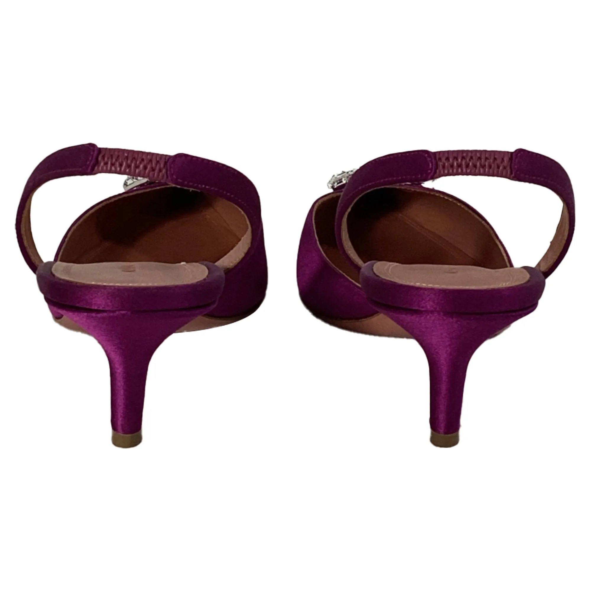 Amina Muaddi Camelia Slingback Pumps in Purple Satin