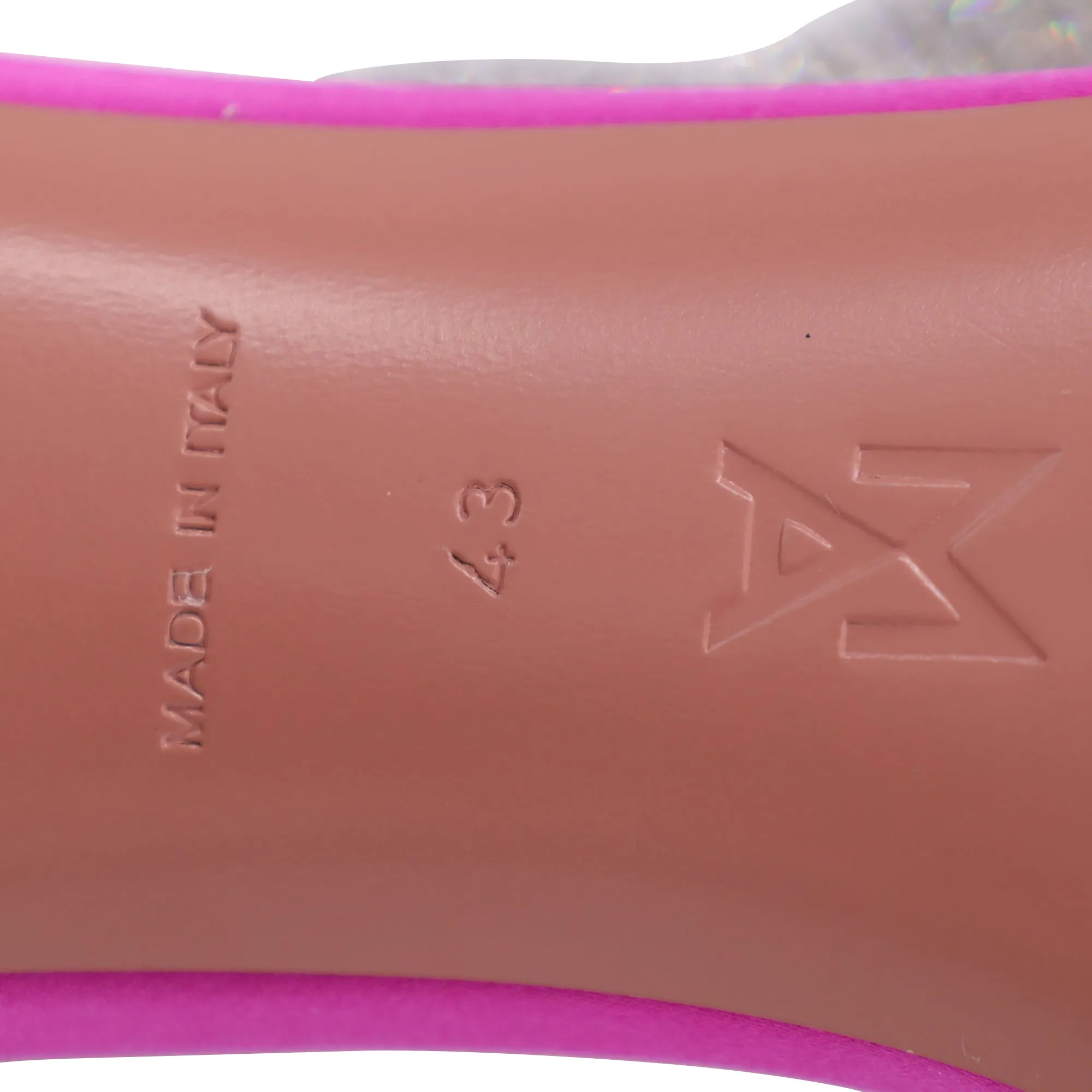 Amina Muaddi Giorgia Crystal Sandals in Pink Satin