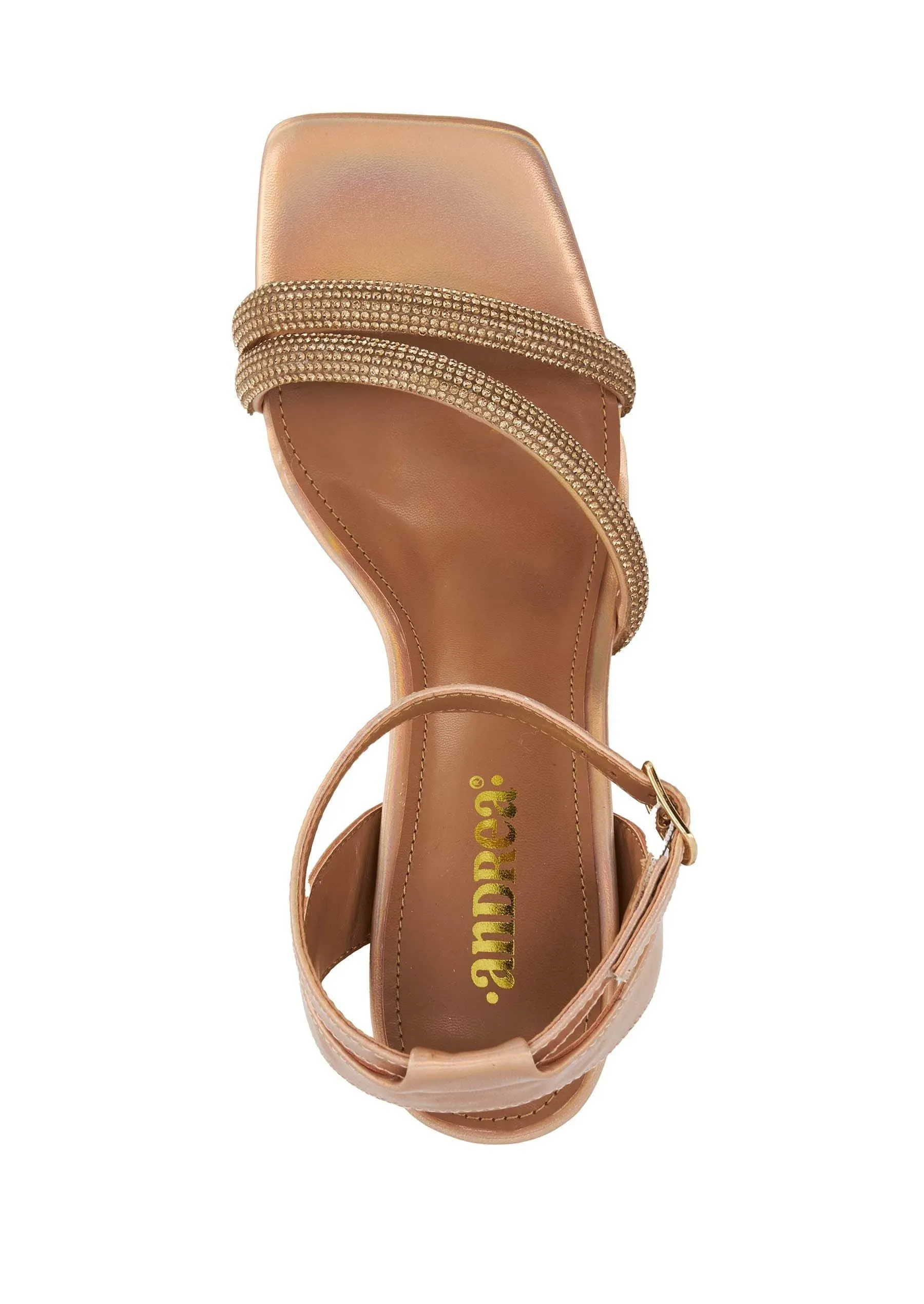Andrea Exclusive High Heels Sandals With Rhinestones Straps