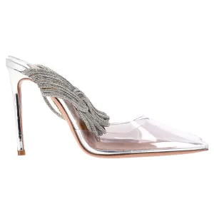Aquazzura Instinct 75 Embellished Pumps in Silver Leather and PVC