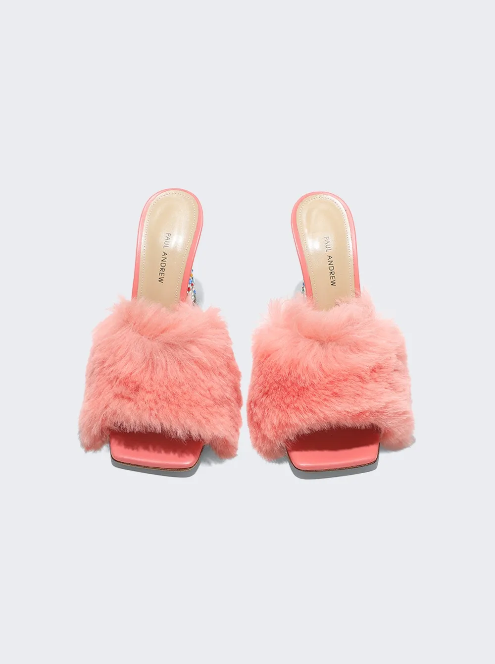 Arc Fluffy Jeweled Mules