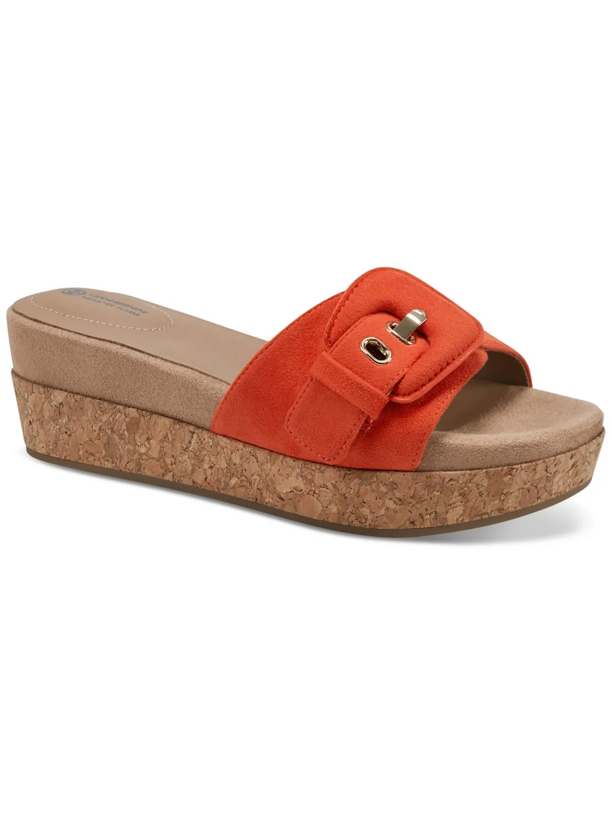 Ashllyn Womens Faux Suede Cork Wedge Sandals