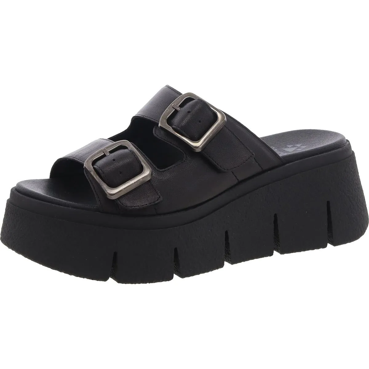 Astrid Womens Buckle Leather Platform Sandals