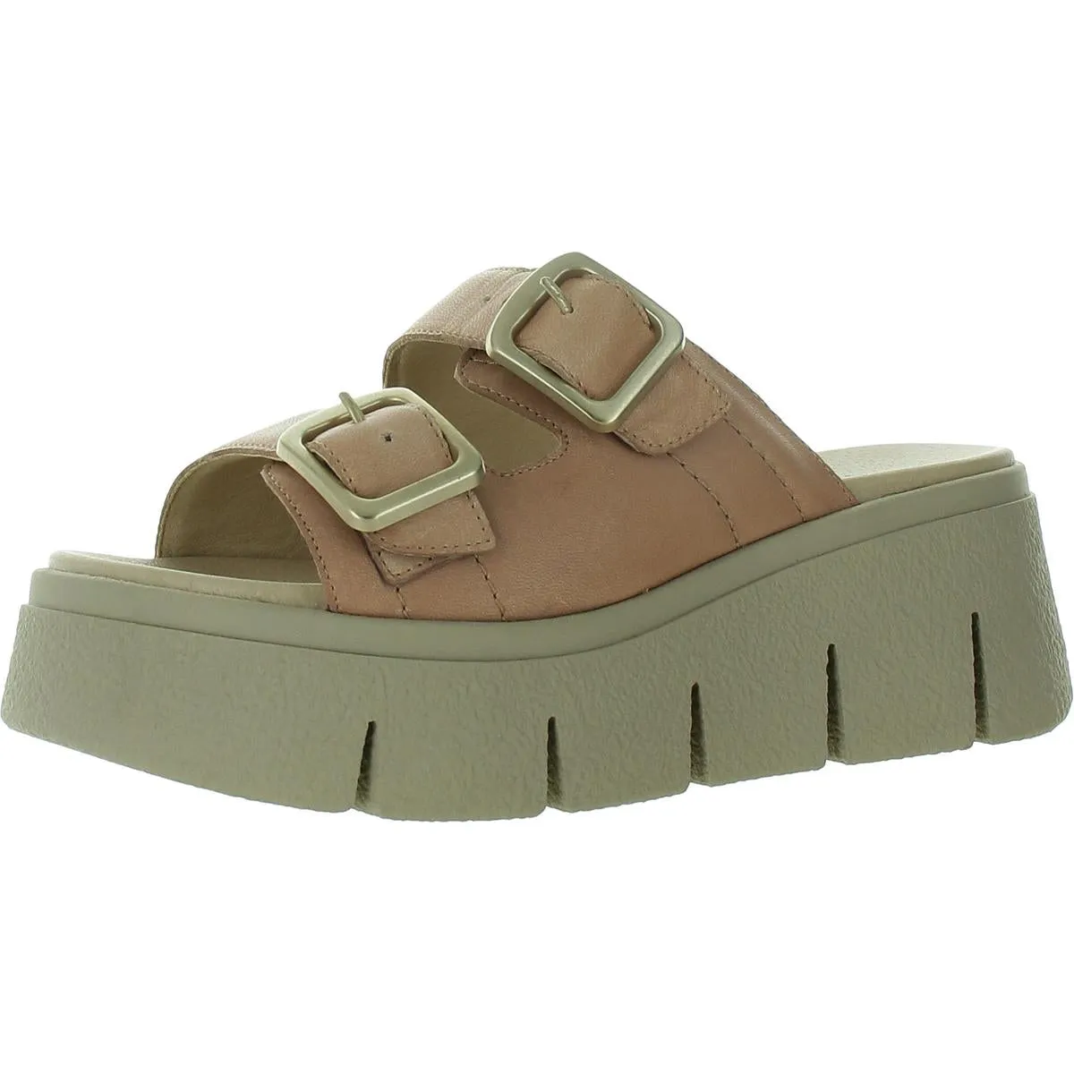 Astrid Womens Buckle Leather Platform Sandals