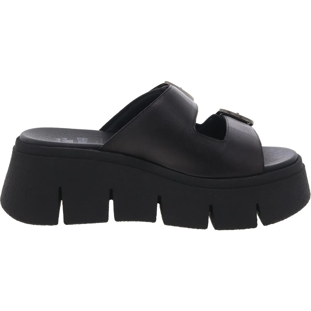 Astrid Womens Buckle Leather Platform Sandals