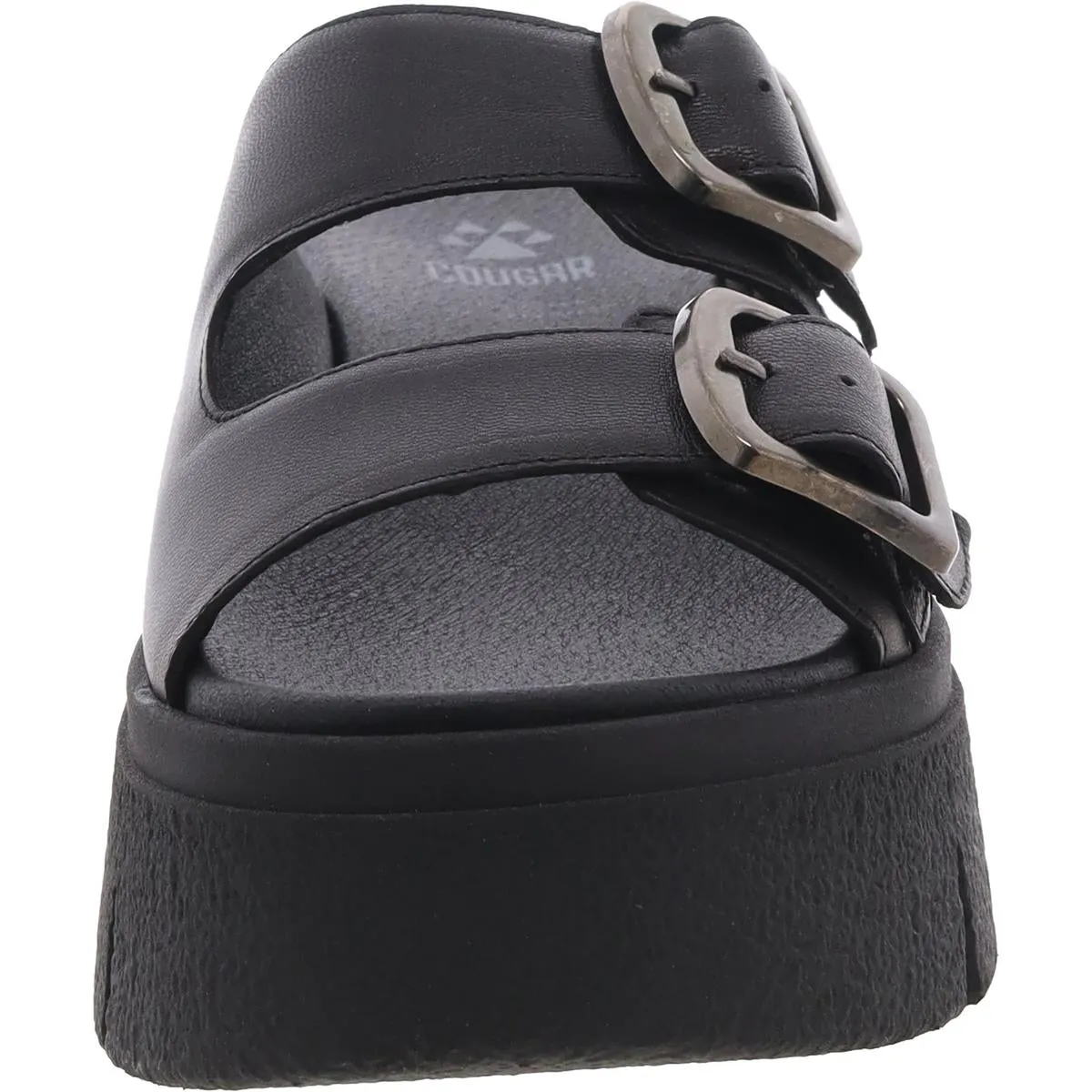 Astrid Womens Buckle Leather Platform Sandals