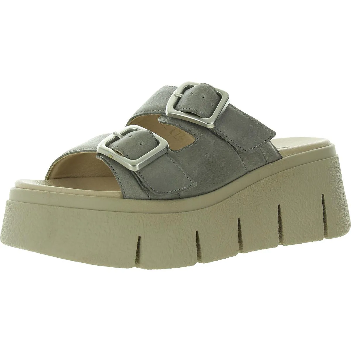 Astrid Womens Buckle Leather Platform Sandals