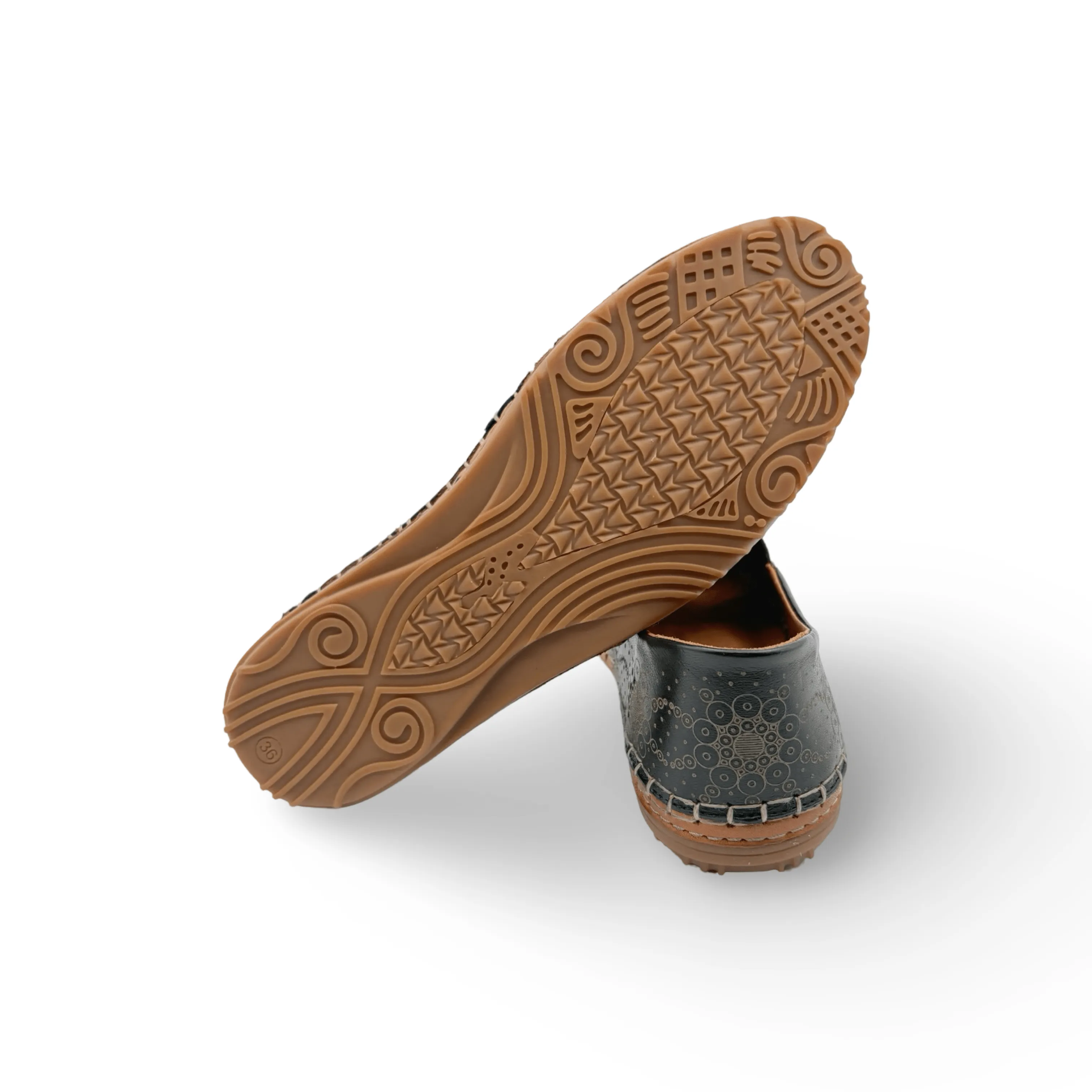 Atzi Black Leather Flat