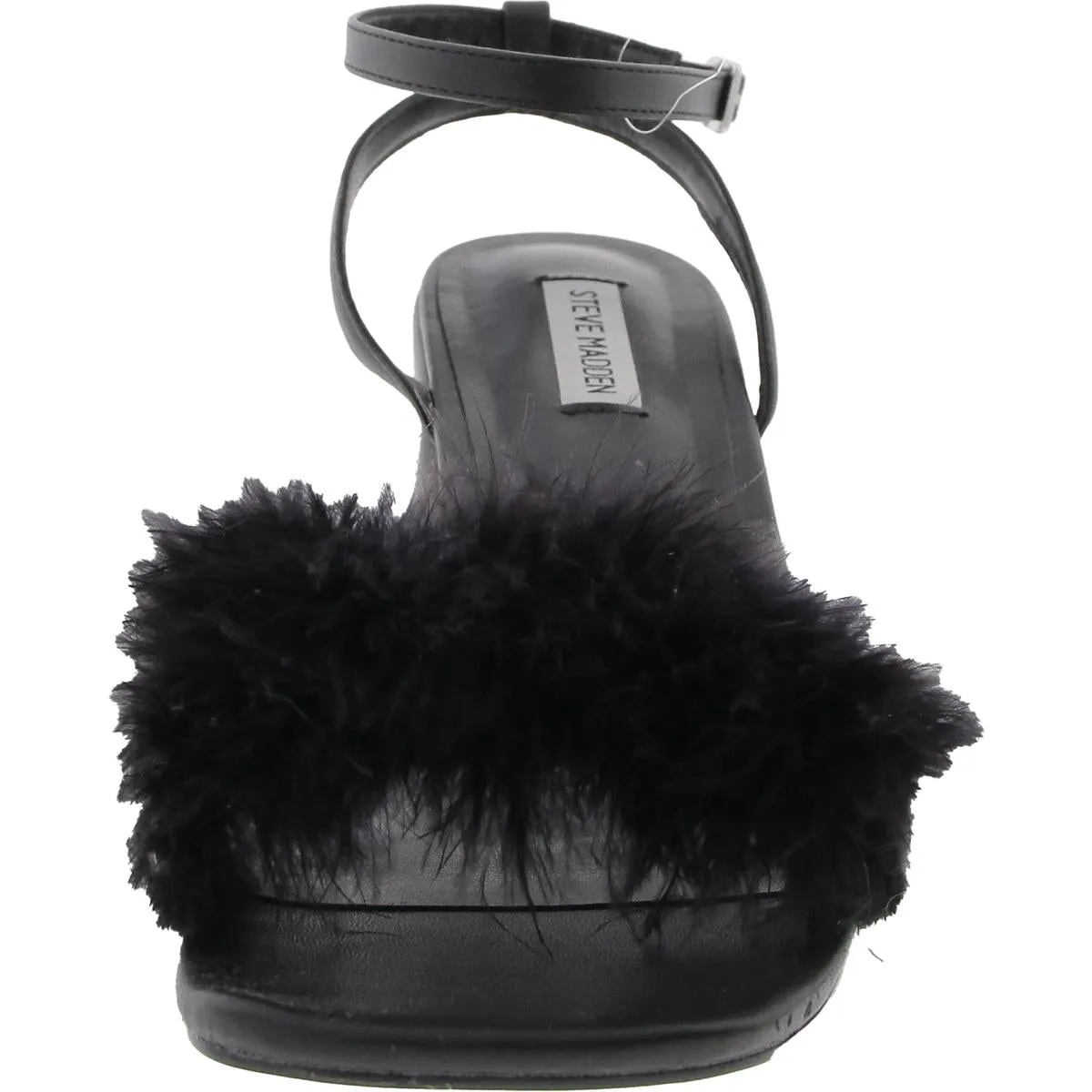 Audrina F Womens Embellished Faux Leather Block Heel