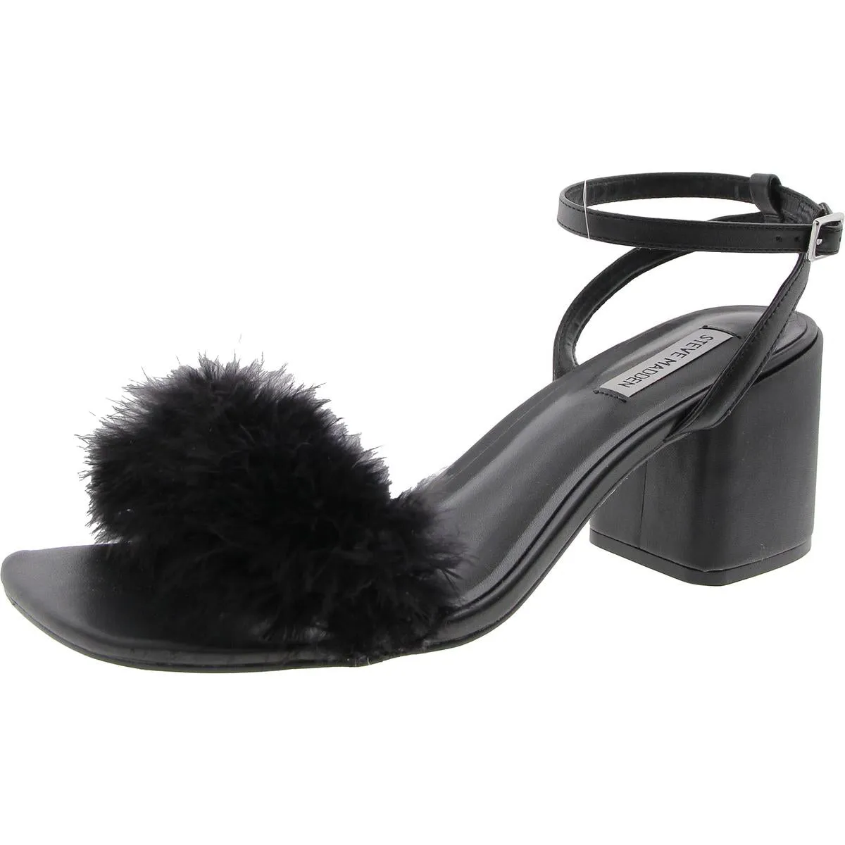 Audrina F Womens Embellished Faux Leather Block Heel
