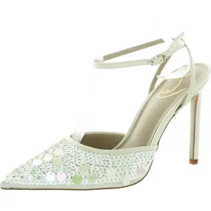 Avril Womens Sequined Faux Leather Pumps