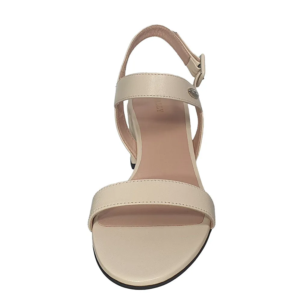 Bally Carlas 6234127 Women's Bone Lamb Leather Heeled Sandals