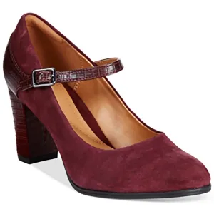 BAVETTECATHY Womens Embossed Leather Mary Jane Heels