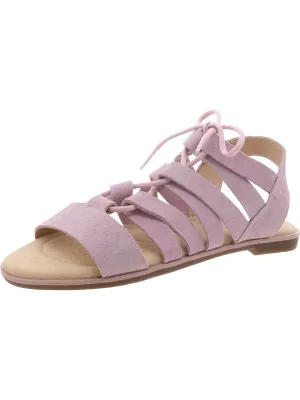 Bay Tulip Womens Suede Tie-Up Strappy Sandals