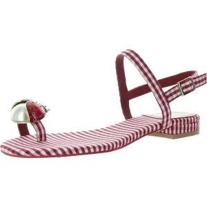 Beeanca Womens Embellished Gingham Thong Sandals