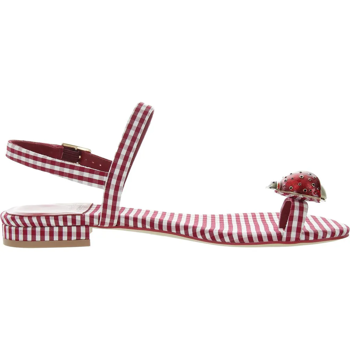 Beeanca Womens Embellished Gingham Thong Sandals