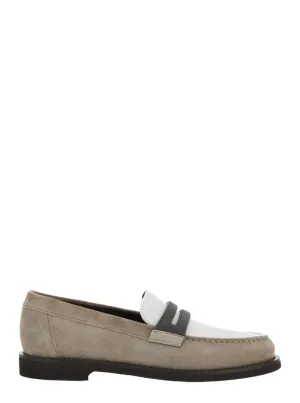 Beige Loafers With Monile Detail