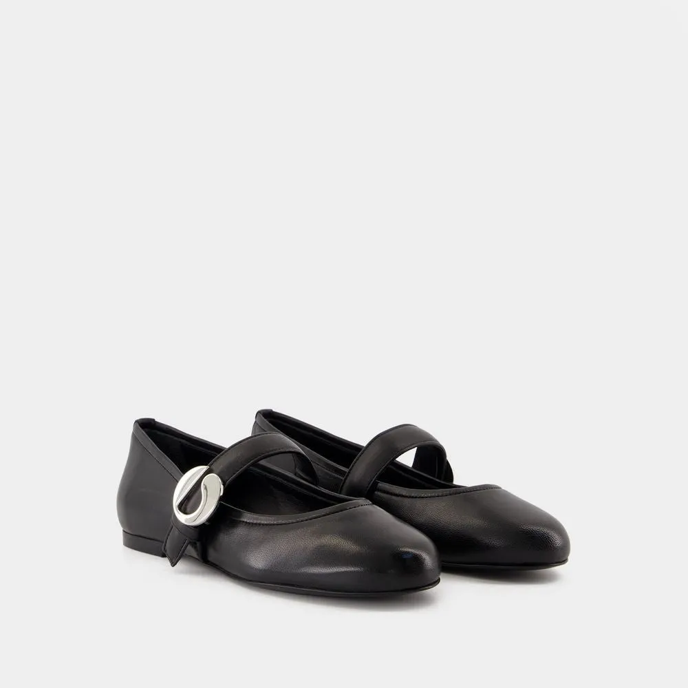 Belt Ballerinas - Leather - Black