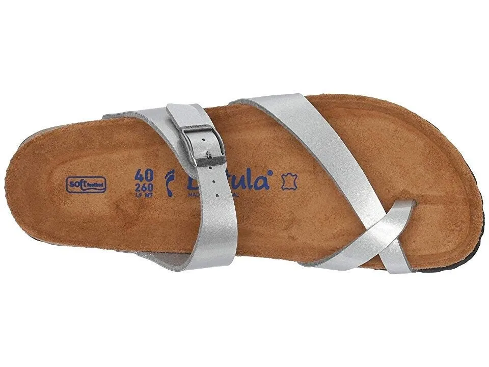 Betula By Birkenstock Mia Sandal Women's 6-6.5 Silver Birko-Flor Slip-On KHD940