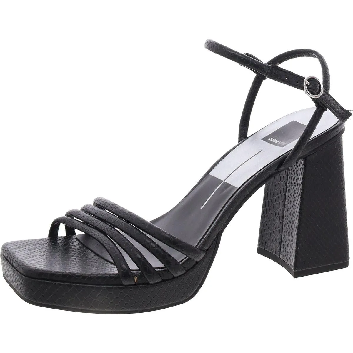 Bhfo Womens Square Open Toe Ankle Strap Block Heel