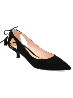 Bindi Womens Faux Suede Tassel Kitten Heels
