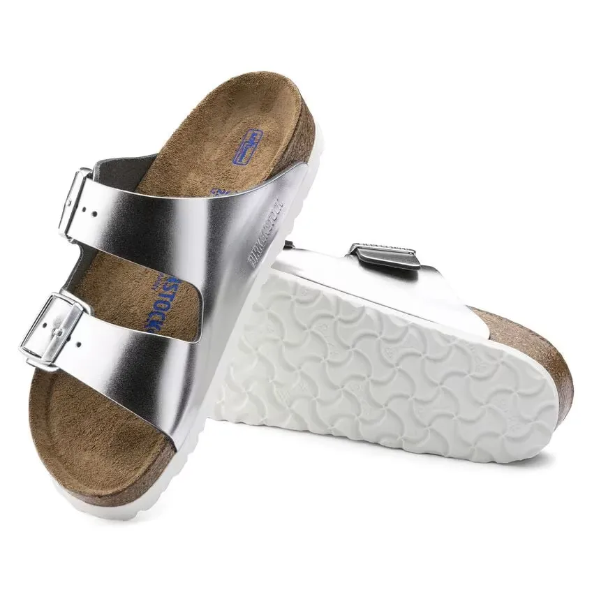 Birkenstock Arizona 1005960 Sandals Women's 9-9.5 Metallic Silver Leather FZP338