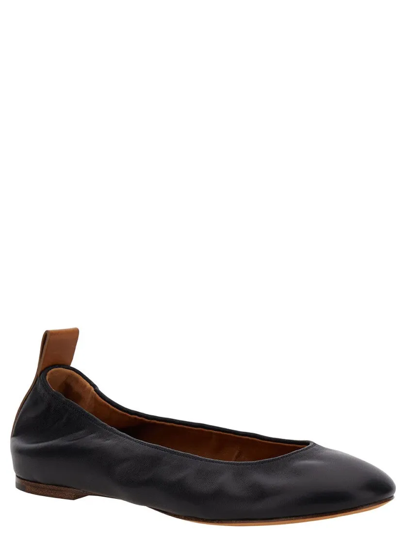 Black Ballet Flats In Leather