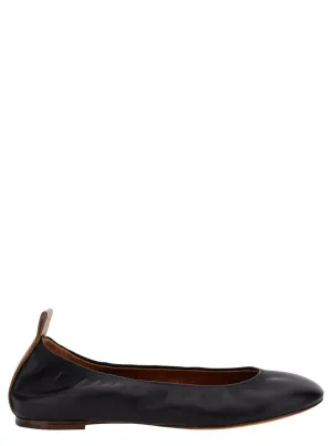 Black Ballet Flats In Leather