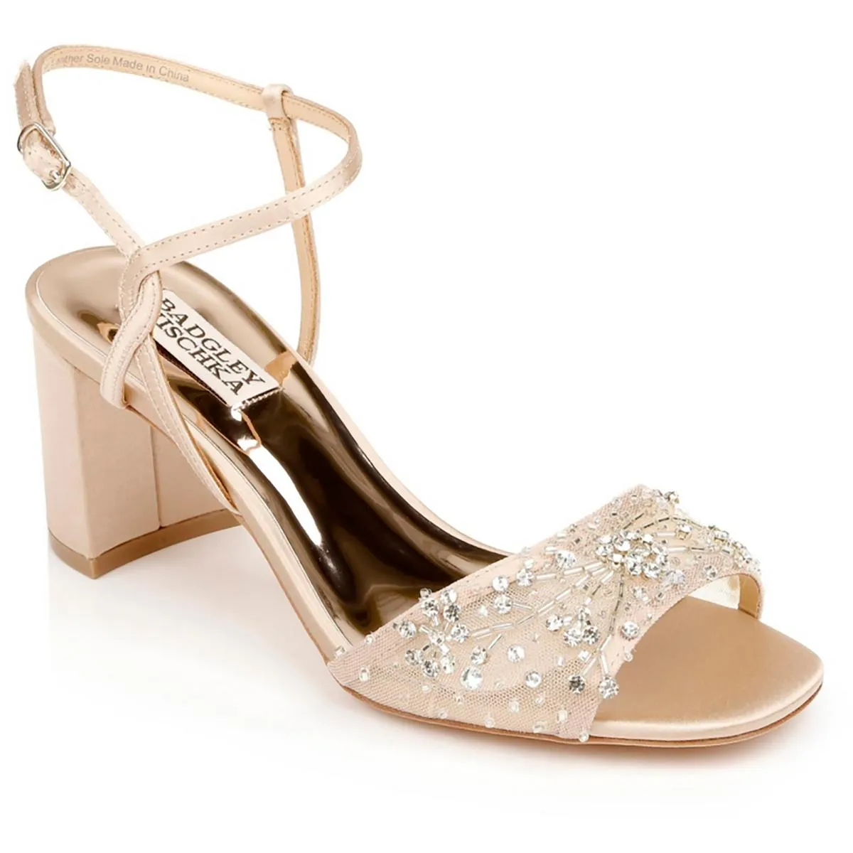 Blaine Womens Satin Jeweled Heels