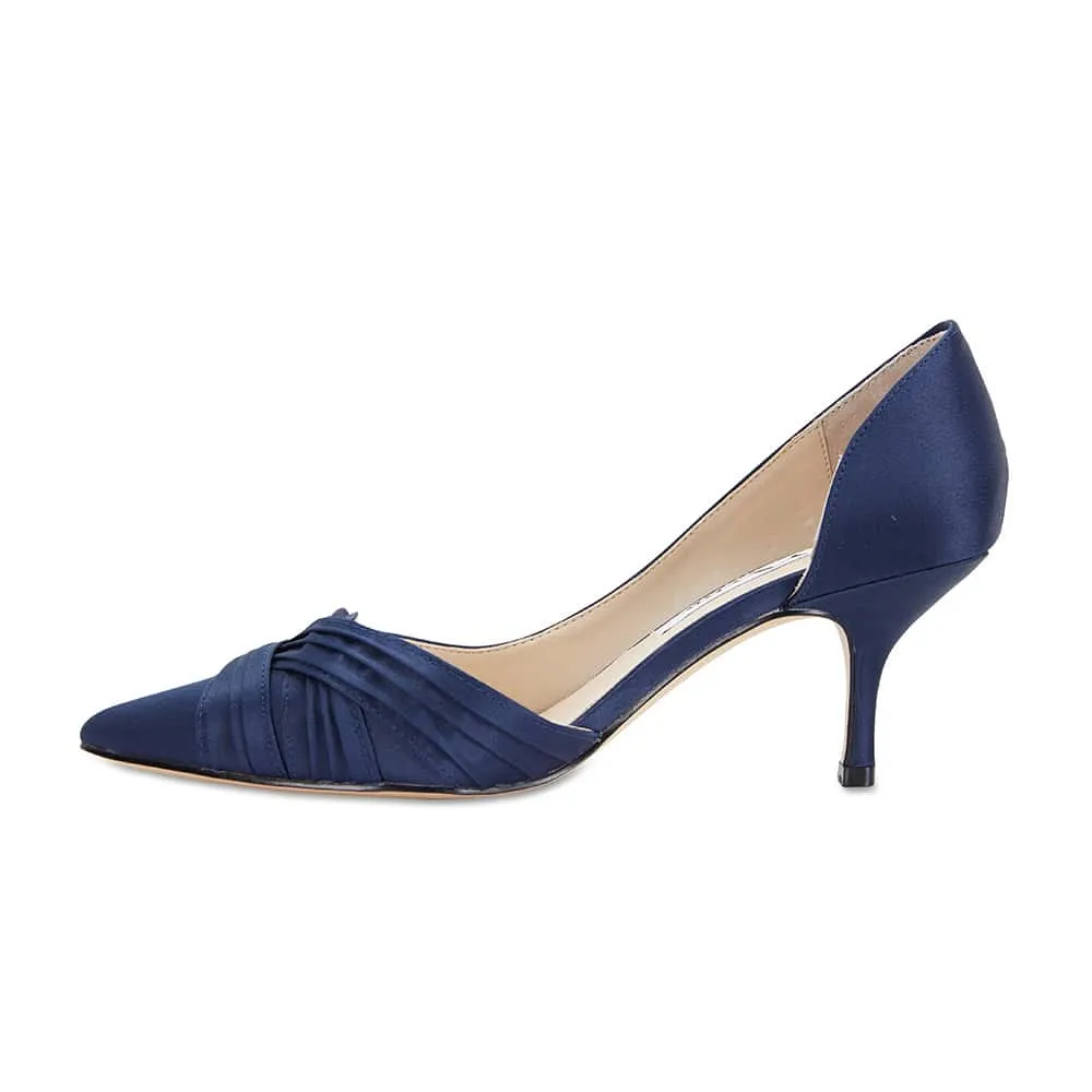 Blakely Heel in Navy Satin