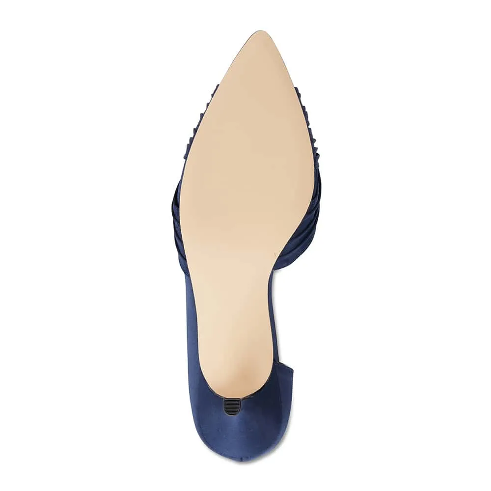 Blakely Heel in Navy Satin