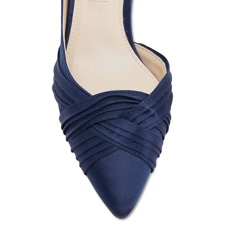 Blakely Heel in Navy Satin