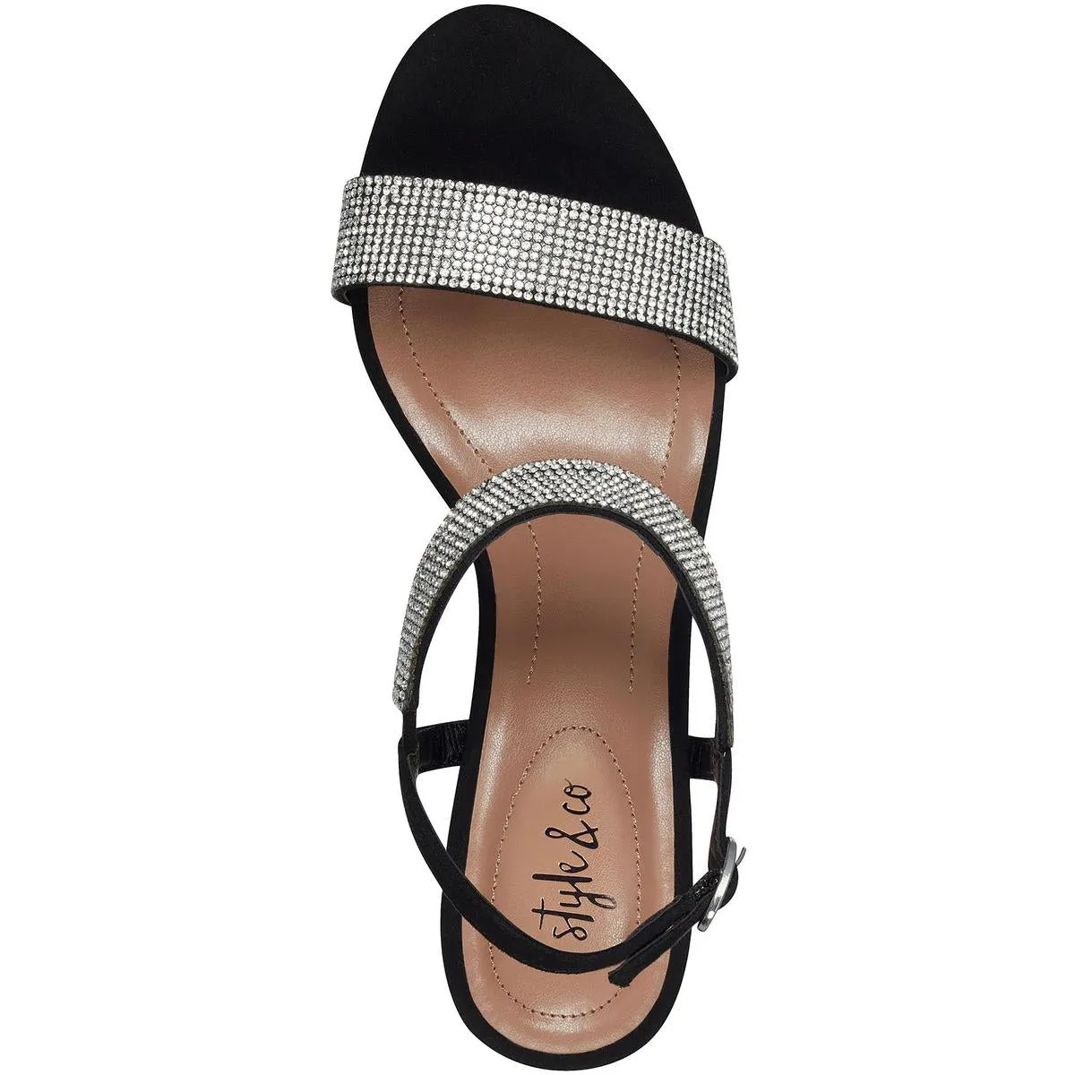 BONITA Womens Rhinestone Man Made Block Heels