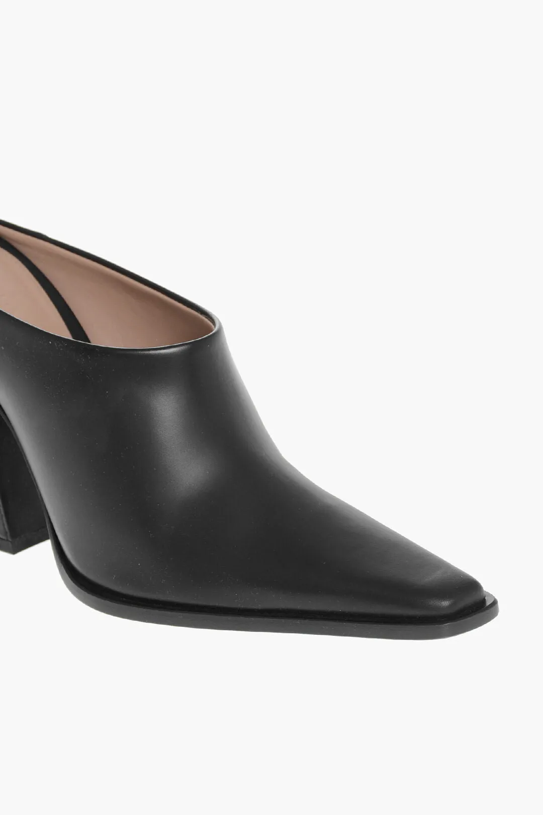 Bottega Veneta Leather Tex Mules With Covered Heel 10Cm