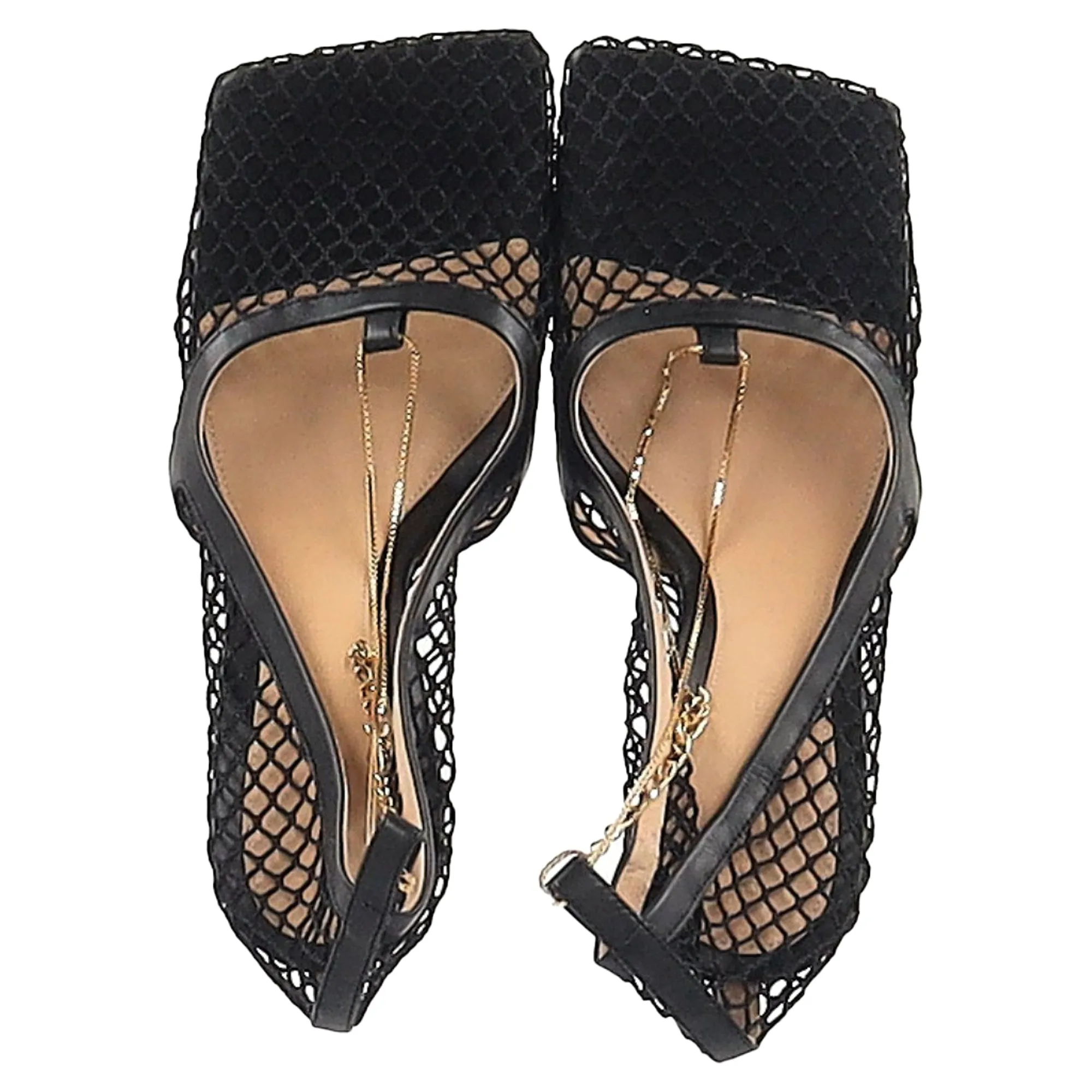 Bottega Veneta Stretch Pumps in Black Mesh and Leather