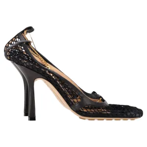 Bottega Veneta Stretch Pumps in Black Mesh and Leather