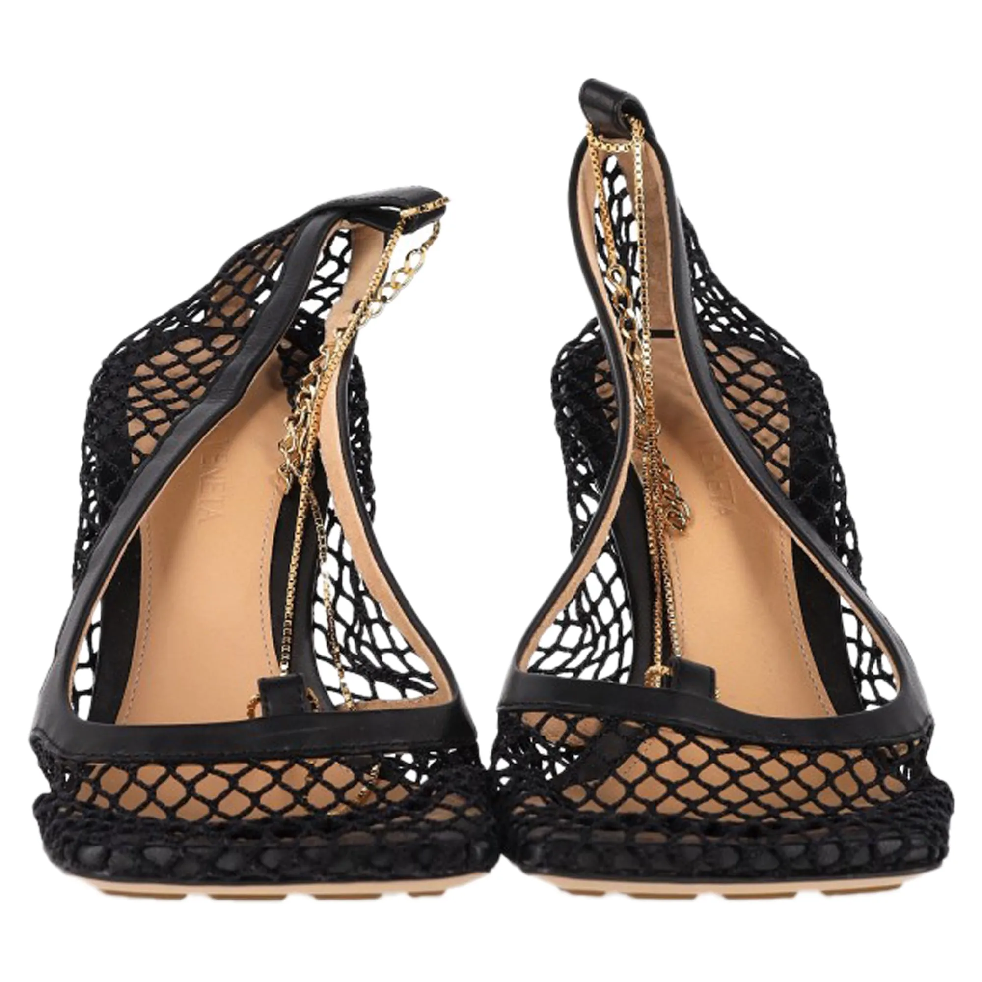 Bottega Veneta Stretch Pumps in Black Mesh and Leather