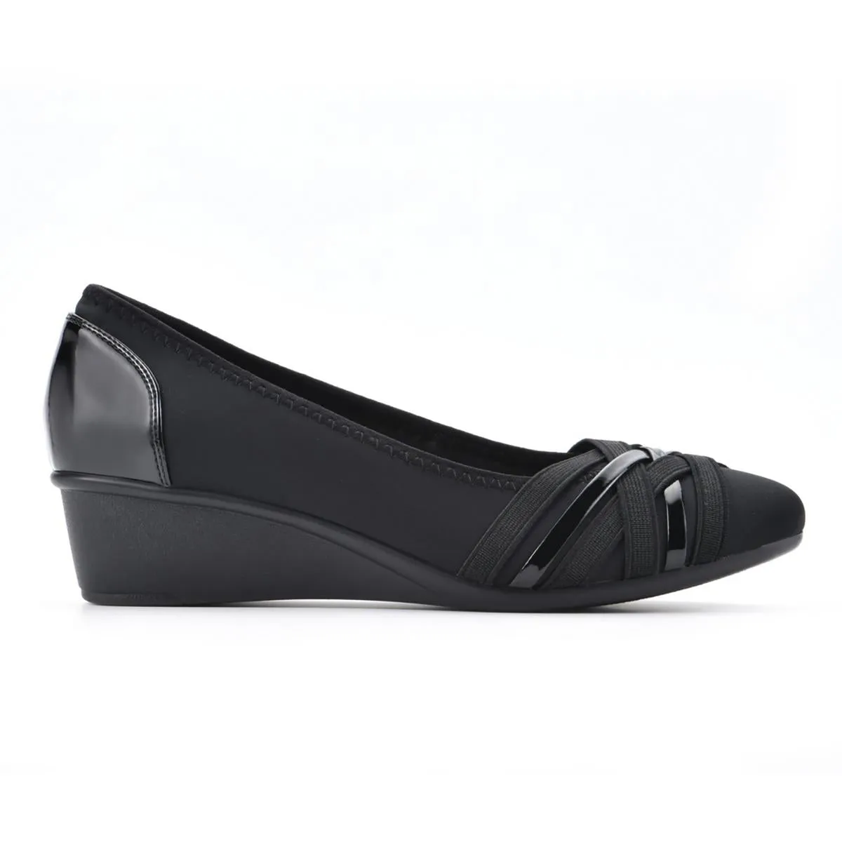 Bowie Womens Patent Slip-On Wedge Heels