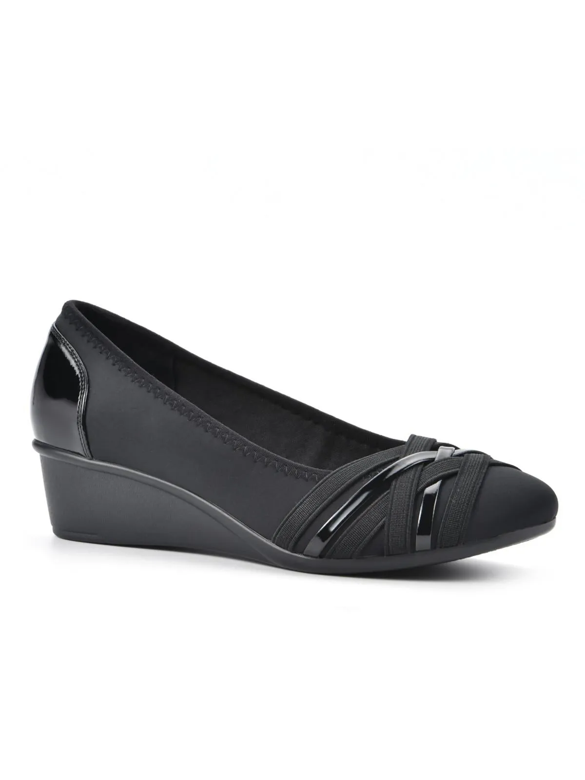 Bowie Womens Patent Slip-On Wedge Heels