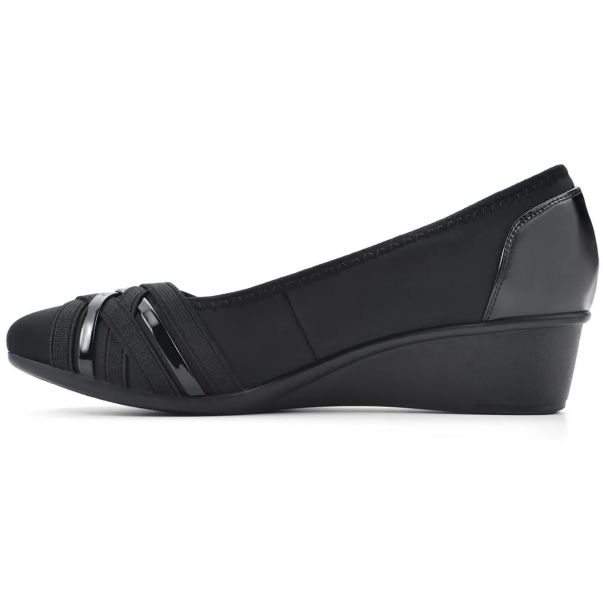 Bowie Womens Patent Slip-On Wedge Heels