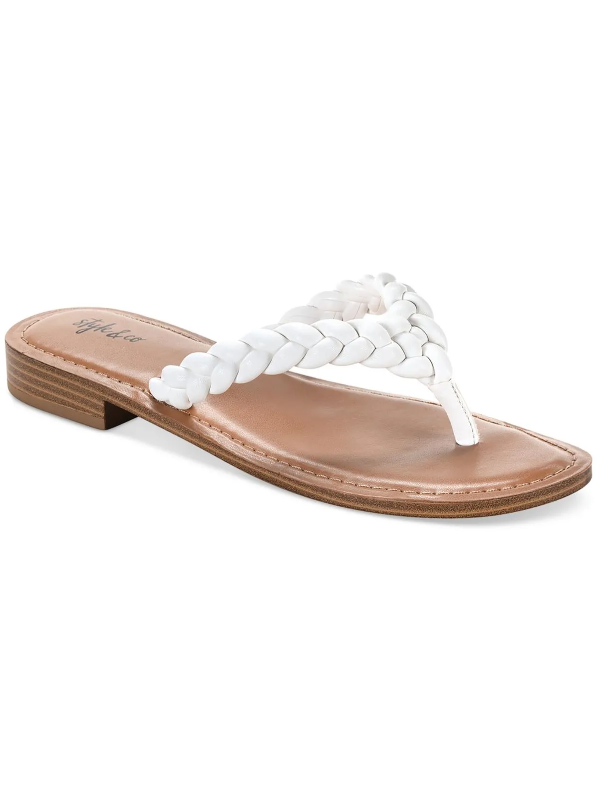Brandiie Womens Faux Leather Flip-Flop Thong Sandals