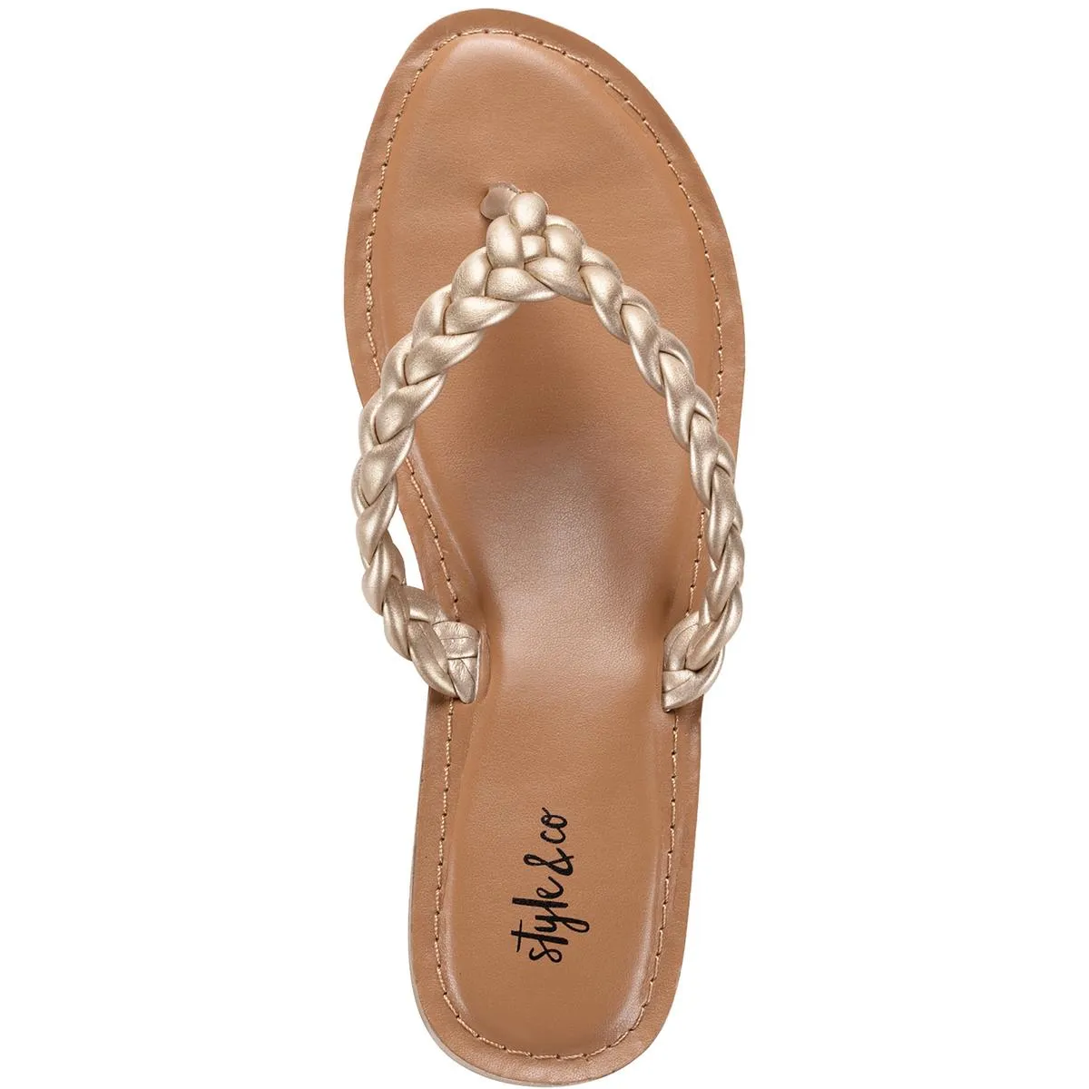 Brandiie Womens Faux Leather Flip-Flop Thong Sandals